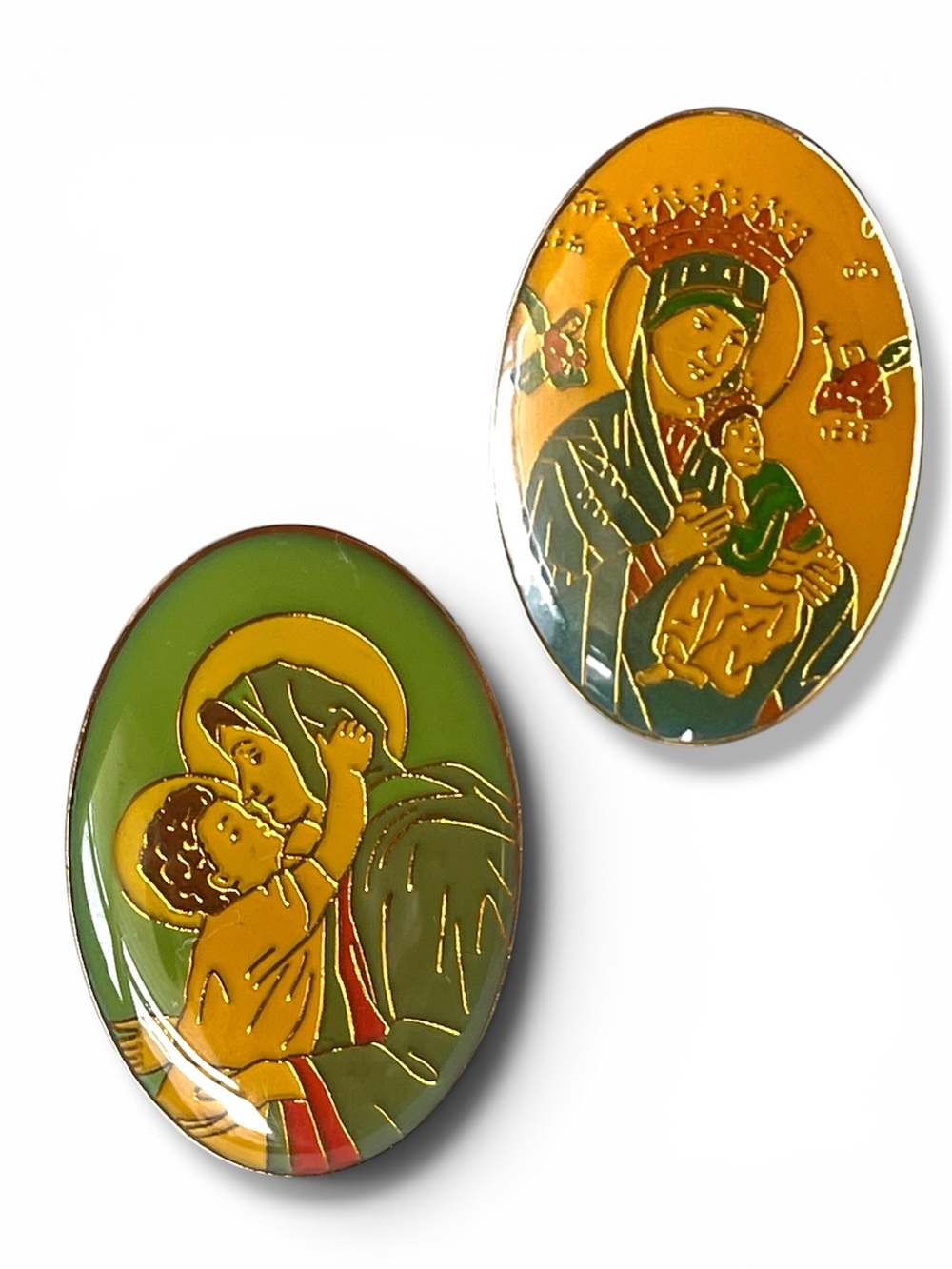 Set of 2 vintage Madonna and Child  authentic religious pins from Betlehem